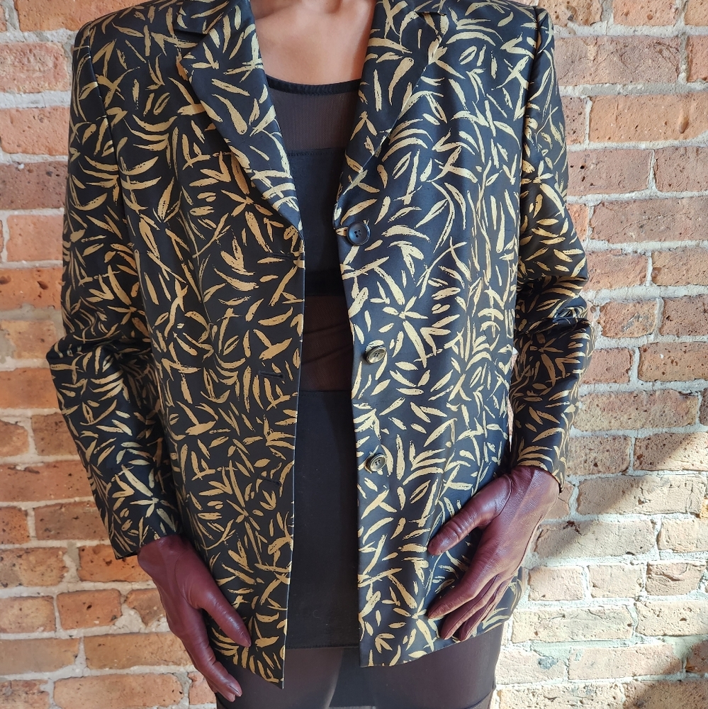 Structured Black/Gold Blazer Jacket - image 2